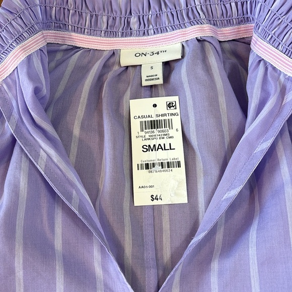 Women's purple and white striped long sleeve blouse - Picture 2 of 5